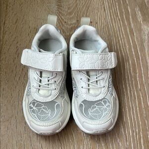 Kids White Floral Sneakers